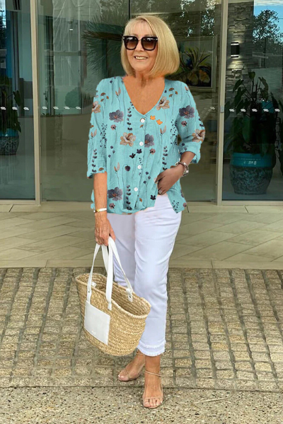 Alice | Printed Button Tunic Top