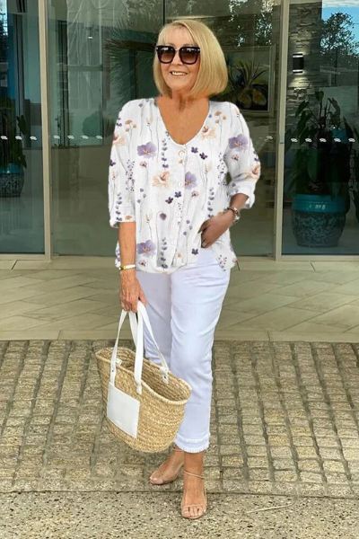 Alice | Printed Button Tunic Top