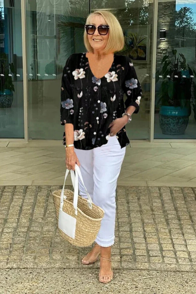 Alice | Printed Button Tunic Top