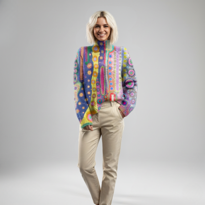 Celestia – High-Neck Artistic Sweater