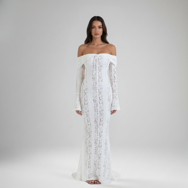Lema | OFF-SHOULDER LACE MAXI DRESS
