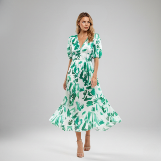 ELIZABETH | RELAXED MIDI DRESS WITH V-NECK