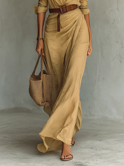 Maggy | Elegant Dress with Belt and Classic Lapel Collar