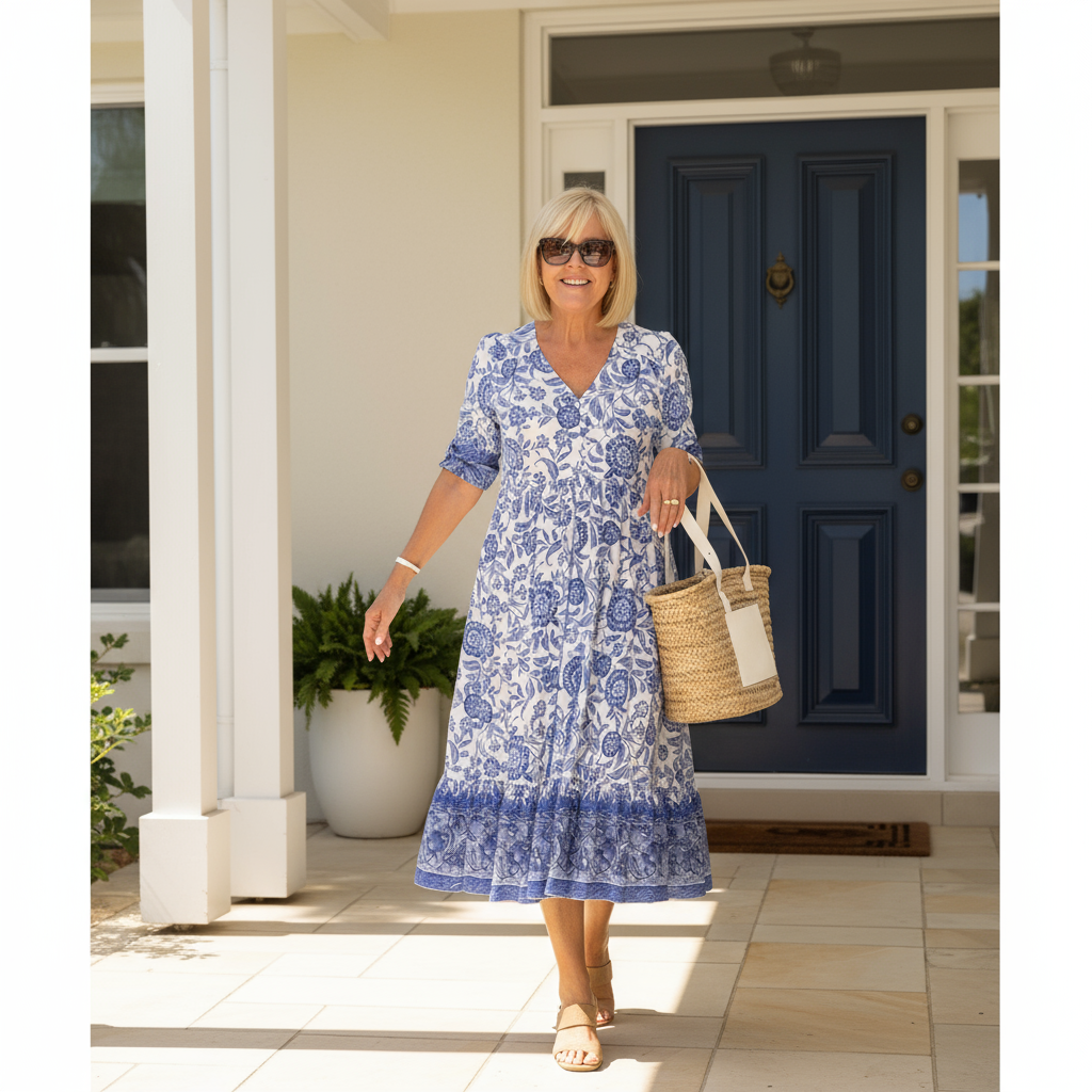 Janet - Elegant Floral Dress with V-Neck